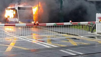 Bus fire in Polegate