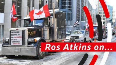 Trucks donning Canadian flags