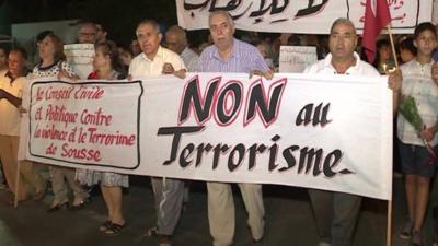 Tunisians marching against terrorism