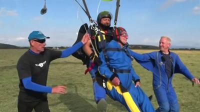 This isn't Tommy's first time as he trained with the Parachute Regiment in World War Two.