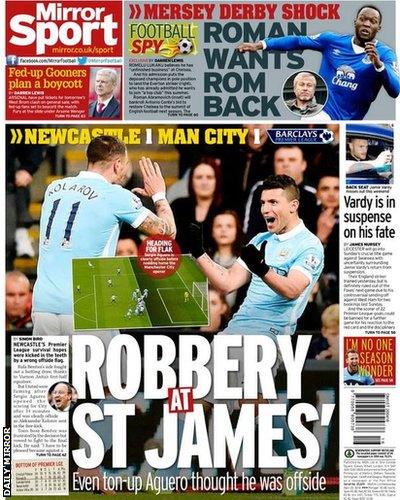 Wednesday's Daily Mirror back page