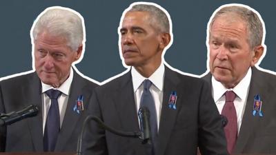 Former US Presidents Bill Clinton, Barack Obama and George W. Bush