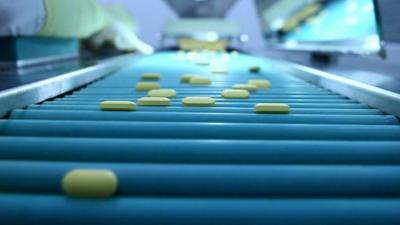 antibiotics on a production line belt