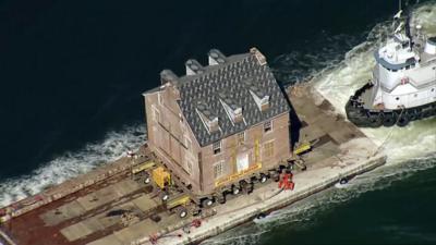 The Georgian-style mansion was shipped down a river to its new home in Queensland, Maryland.