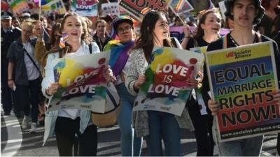 Gay marriage supporters in Sydney - file image