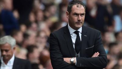 Paul Clement of Swansea looks dejected