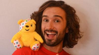 Joe with Pudsey Bear teddy