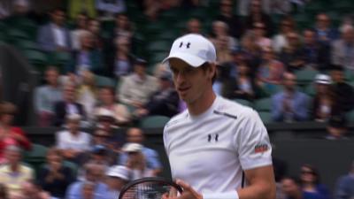 Andy Murray is broken in the opening game on Centre Court