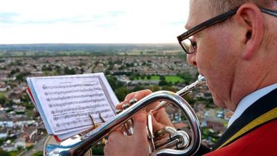 Porthywaen Silver Band perform in balloon