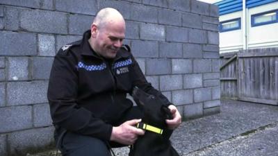 Sgt Rob Elmer and Blod the dog