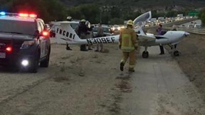 Plane on road in US