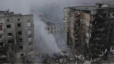 burned out block of flats