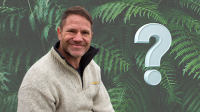 steve backshall ona jungle background and a question mark