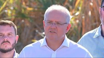 Australian Prime Minister Scott Morrison addresses the media