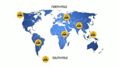 Map of Ranulph Fiennes challenge