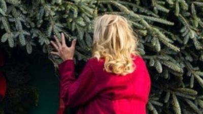 US First Lady sniffs Christmas tree