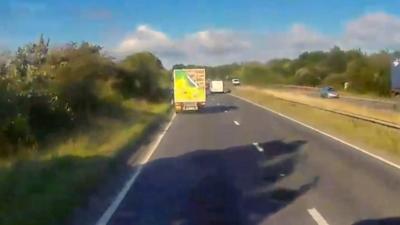 Dashcam footage from lorry on A303