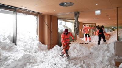 A hotel full of snow