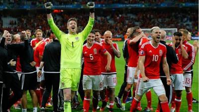 Wales celebration post Belgium