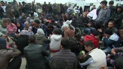 Sit in protest in Idomeni, Greece