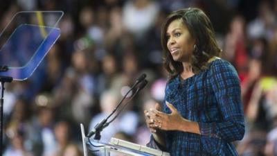 Michelle Obama at a rally in Philadelphia for Democratic nominee Hillary Clinton