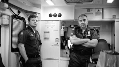 Paramedics in ambulance