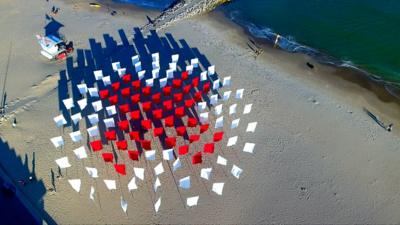 Flags on beach