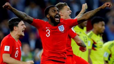 Danny Rose celebrating after England penalty shootout