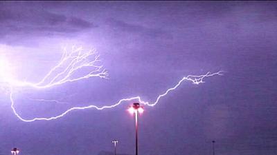 Lightning across sky