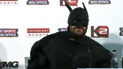 British heavyweight boxer Tyson Fury dressed as Batman