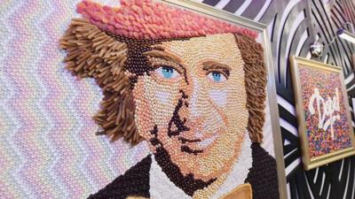 Willy Wonka picture made out of jelly beans