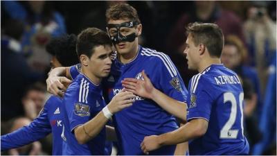 Oscar, Nemanja Matic and Cesar Azpilicueta