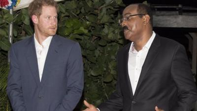 Prince Harry and Antigua and Barbuda's Prime Minister, Gaston Browne