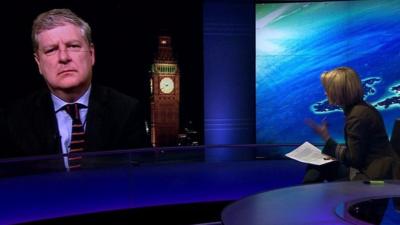 Emily Maitlis and Angus Robertson in Newsnight studio