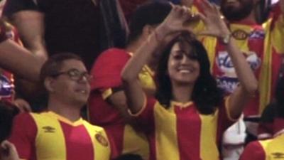 Esperance fan Wafa Mahbouli in the stands