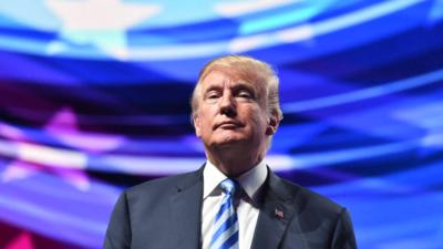 Donald Trump speaks to the NRA gun owners' rally in Texas on 5 May 2018