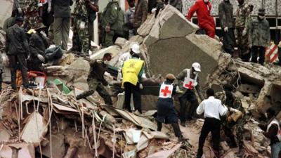 Rescue effort in the aftermath of the bombing in Nairobi