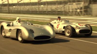 Stirling Moss and Lewis Hamilton race vintage cars