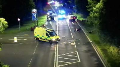 Ambulance at scene of scooter crash