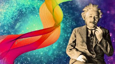 Albert Einstein and waves graphics