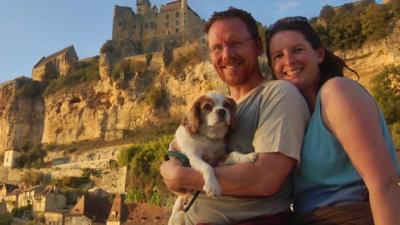 Julie and Jason Buckley with their dog