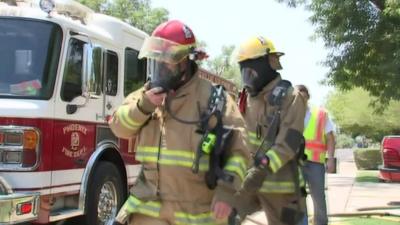 Firefighters in extreme heat.