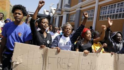 Students protesting at Wits University in South Africa - September 2016