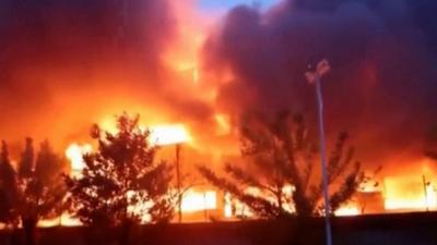 Factory ablaze in the Chinese city of Anyang