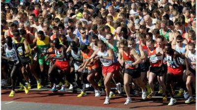 Runners on the marathon start line