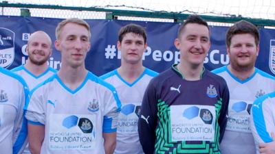 Newcastle Panthers LGBT+ five-a-side team playing the the FA People's Cup