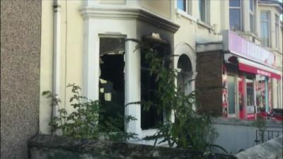 Burnt out house