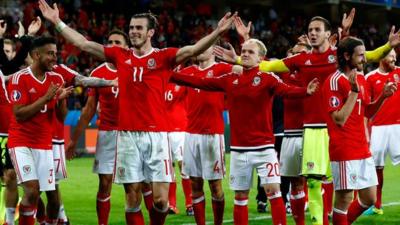 Wales celebrate beating Belgium in Euro 2016