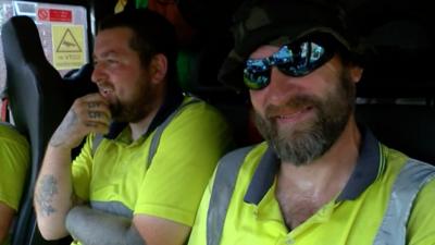 Refuse workers Rhys Leeson, left, and Alan Morley