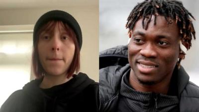 Split screen of Marie-Claire Rupio and Christian Atsu